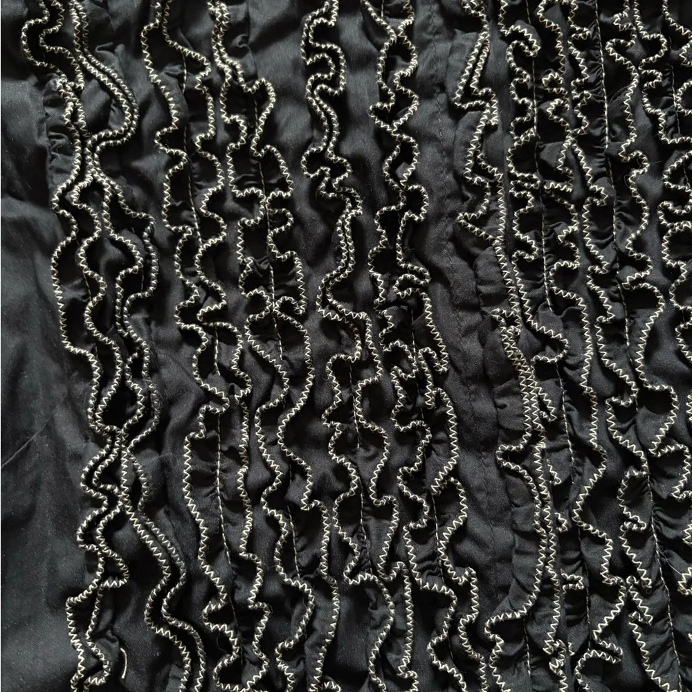 Black Ruffled Front Button-Up Shirt - Picture 5 of 7